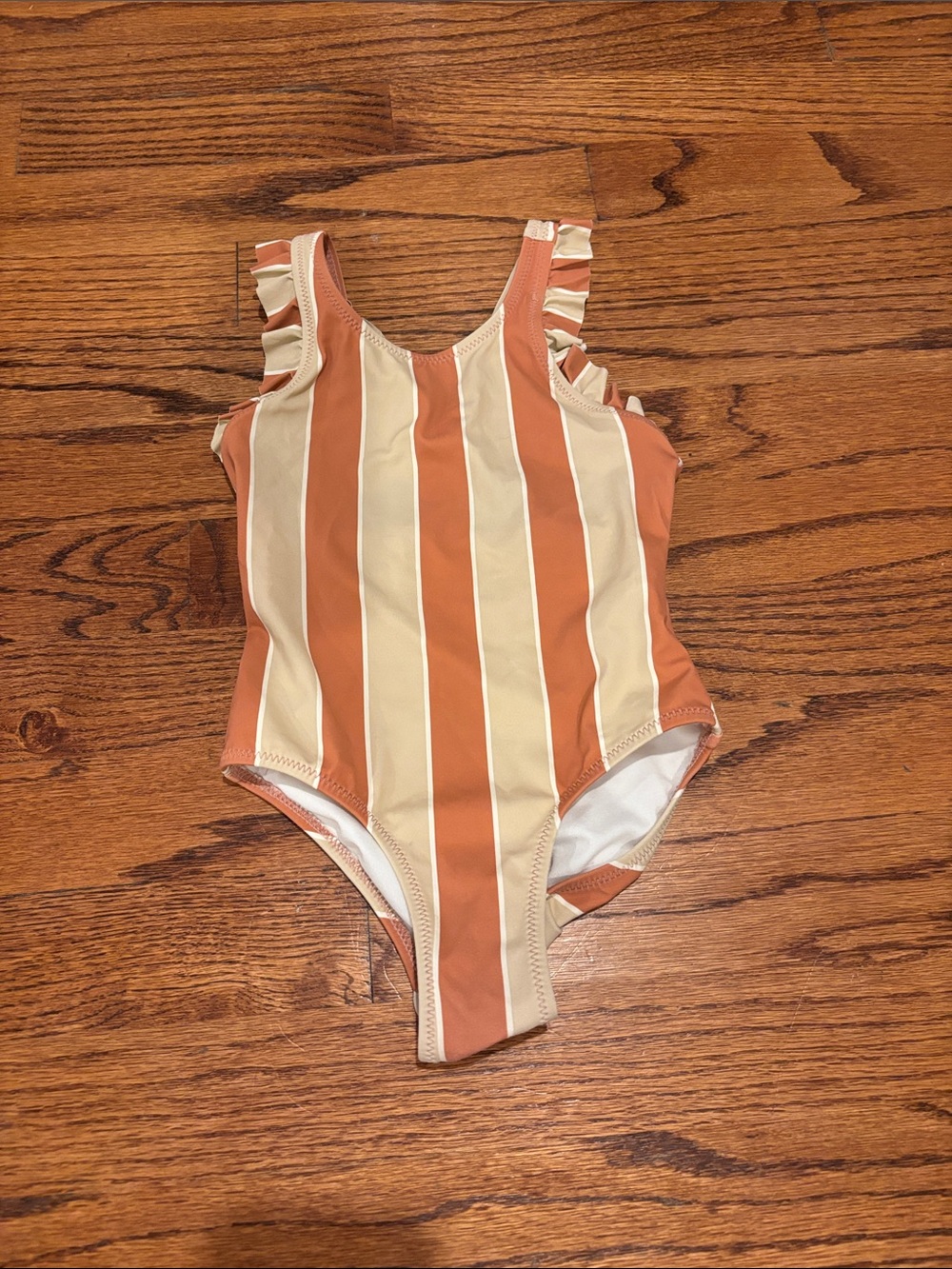 miles the label Ruffle Strap Cross-back One Piece Swimsuit Stripe Pink Size 2Y